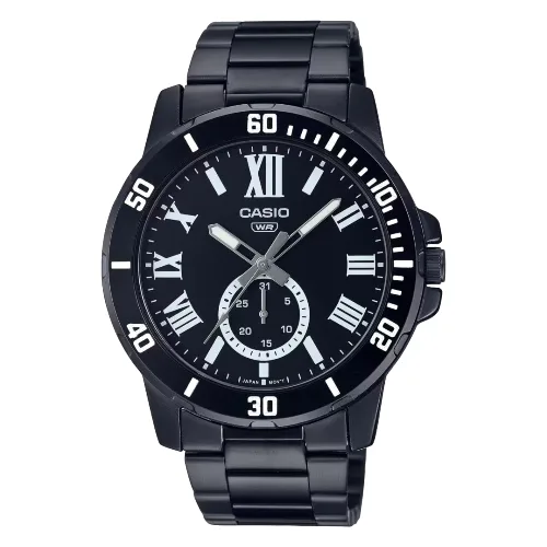 Zegarek CASIO MTPVD200B1BUD. Kwarcowy, Kolor czarny. Mężczyzna.