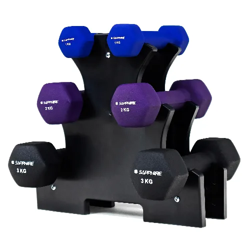 Zestaw hantelek neoprenowych Sapphire SG-215 12kg na stojaku 2x1kg, 2x2kg, 2x3kg