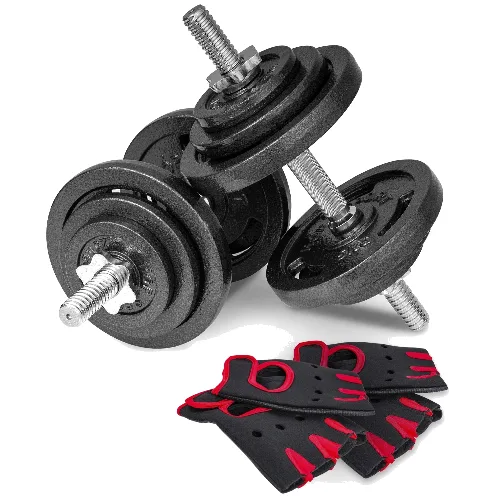 Zestaw hantli żeliwnych 2x20kg Hop-Sport HS-ID2x20 regulowana z rękawiczkami