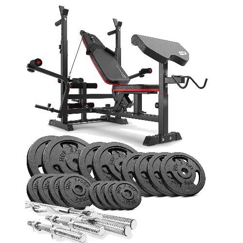 Zestaw kulturystyczny Hop-Sport Strong 106kg z ławką HS-1075