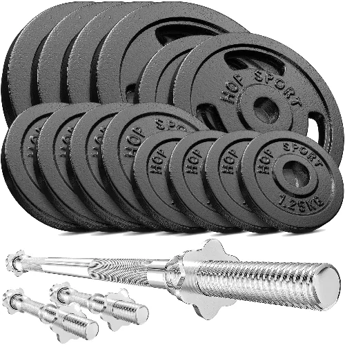 Zestaw obciążeń żeliwnych sztanga Hop-Sport Strong 79kg