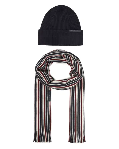 Zestaw szalik i czapka Tommy Hilfiger Th Corp Love AM0AM12939 Granatowy