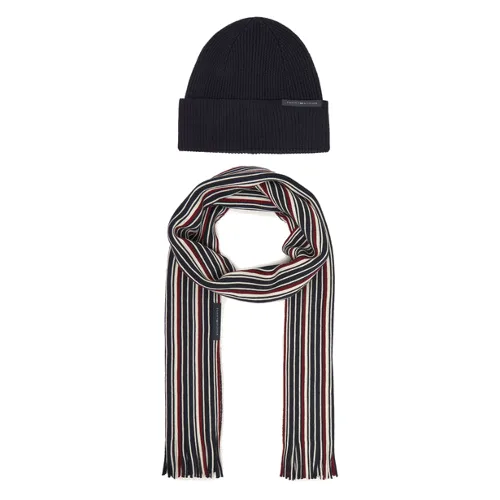 Zestaw szalik i czapka Tommy Hilfiger Th Corp Love AM0AM12939 Granatowy